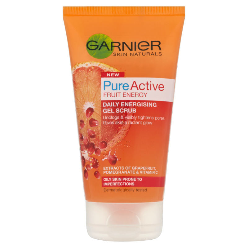 Garnier Skin Naturals Pure Active Fruit Energy Daily Energising Gel Scrub for Oily Skin 150ml