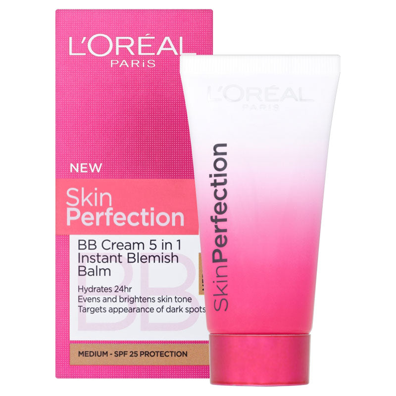 L'Oreal Paris Skin Perfection 5 in 1 BB cream with SPF 25-50ml Medium