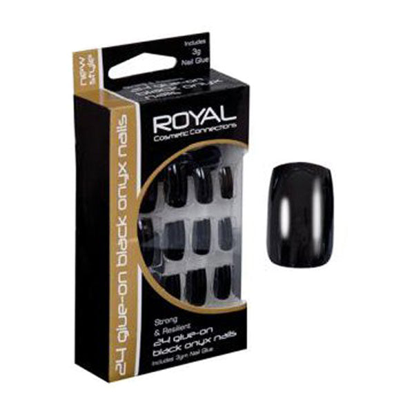 Royal Cosmetic Connections 4 Glue On Black Onyx Nails Including Nail Glue NNAI031